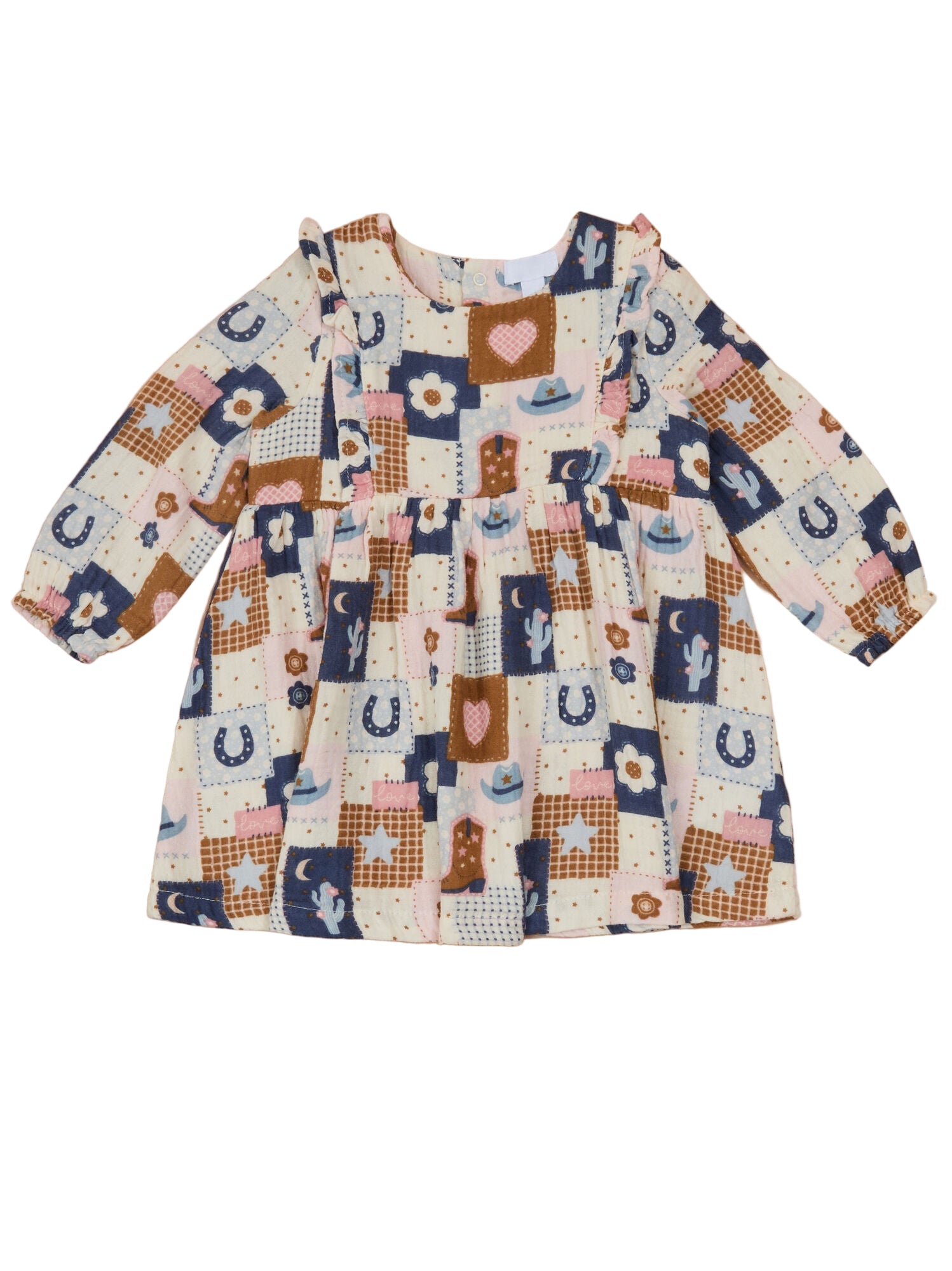 Patchwork Cowgirl Ruffle Dress & Ribbed Leggings