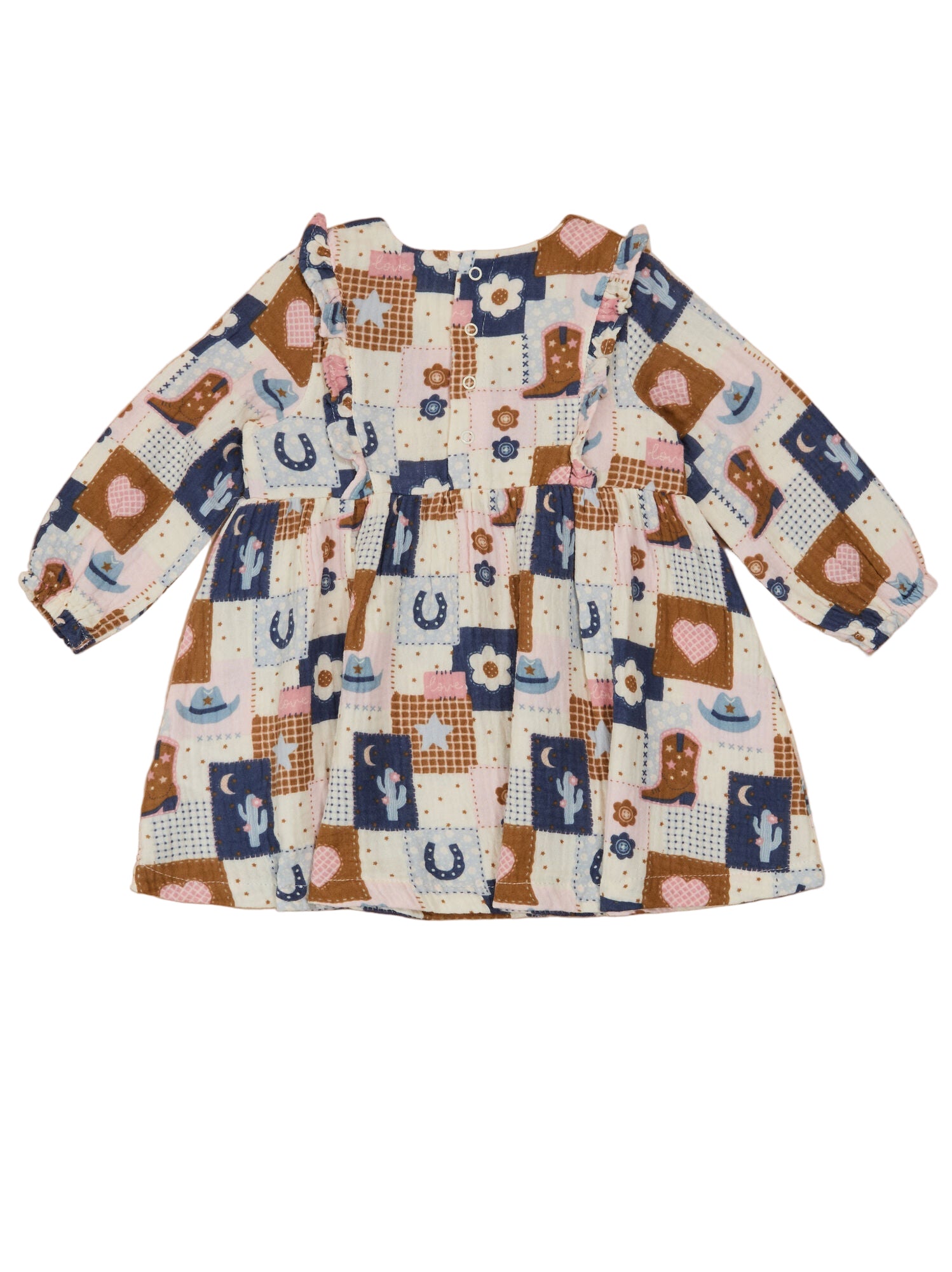 Patchwork Cowgirl Ruffle Dress & Ribbed Leggings