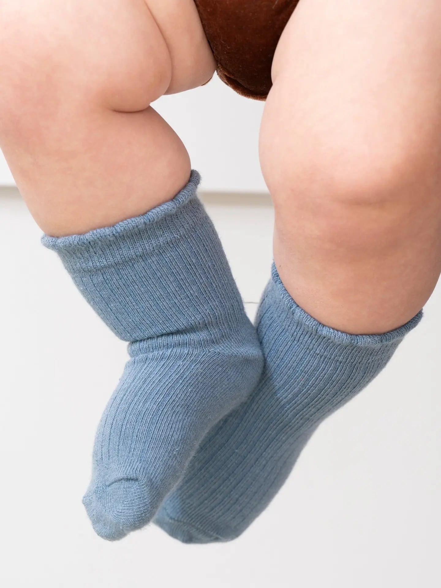 Scallop Hem Crew Socks - French Blue