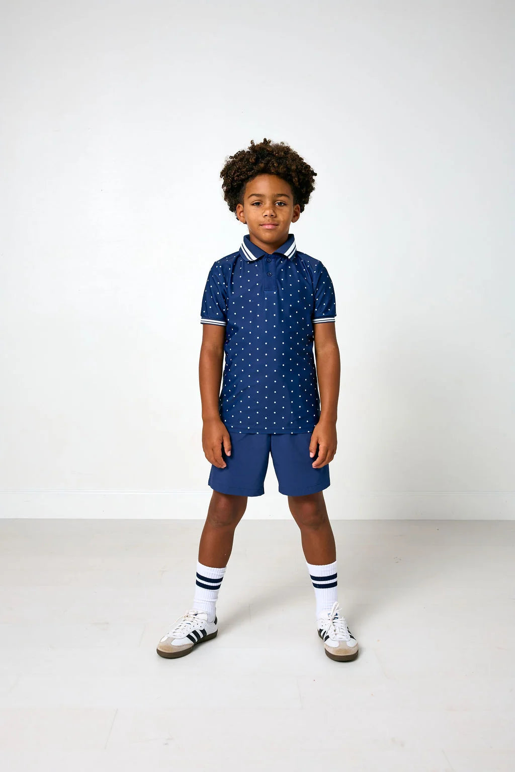 Navy Polka Dot Polo Shirt