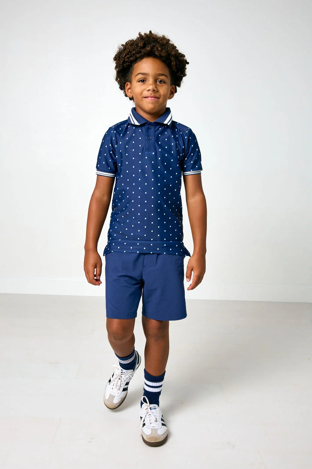 Navy Polka Dot Polo Shirt