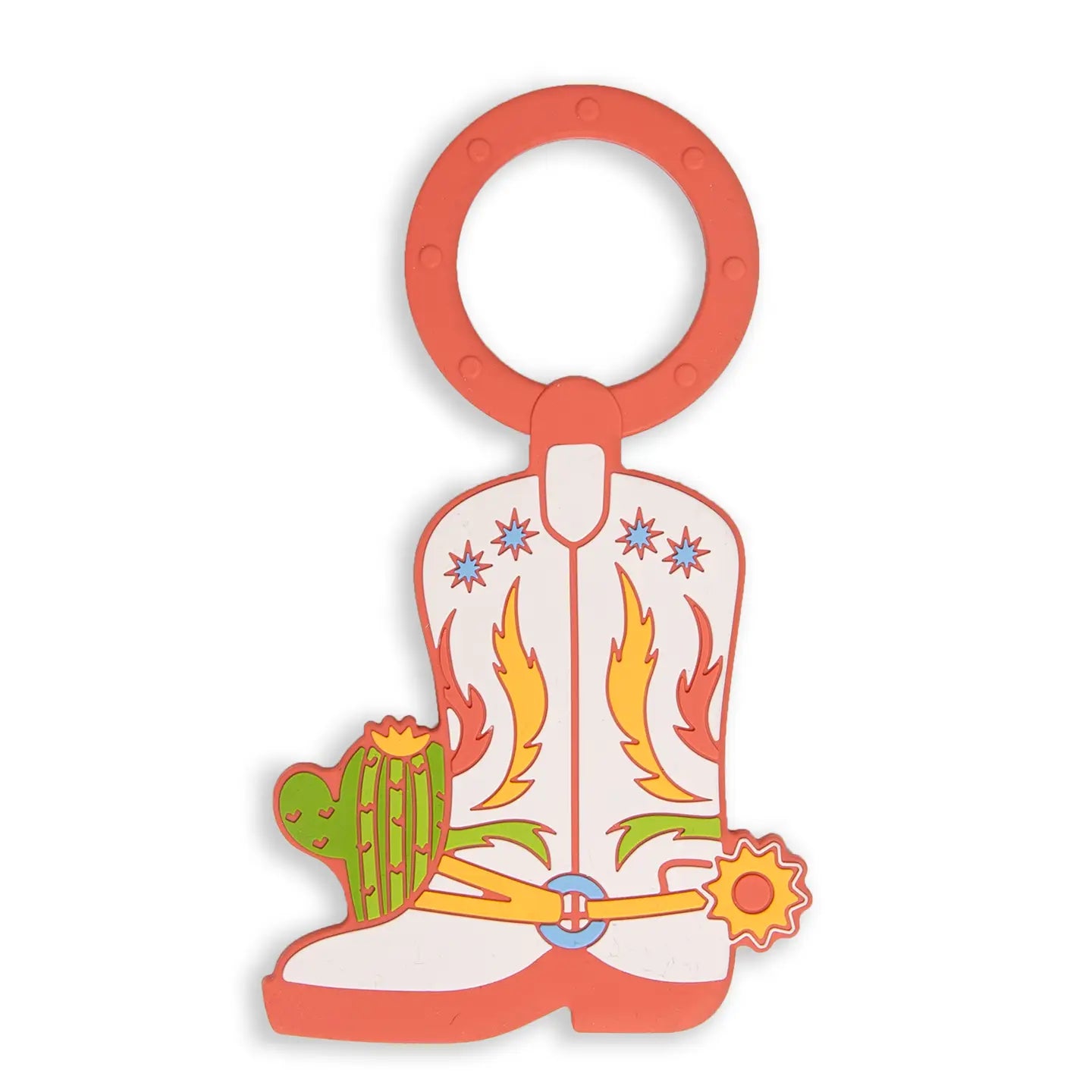 Western Cowboy Boot Baby Teether Ring