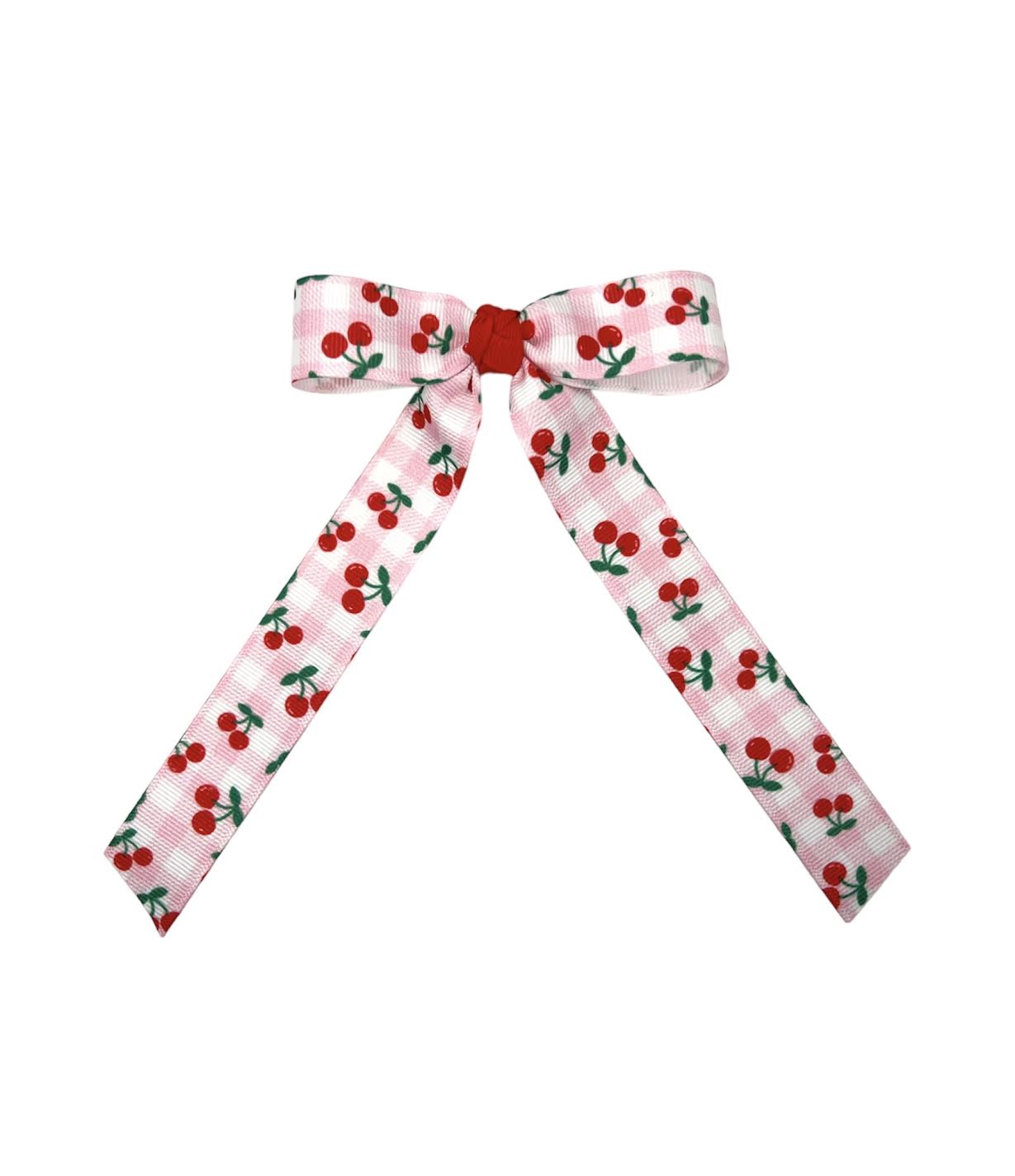 Cherry Gingham Long Tail Bow