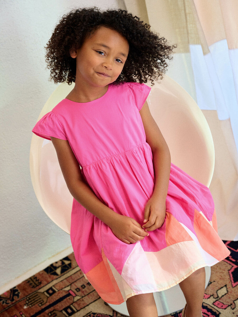 Astilbe Pink Cap Sleeve Jogakbo Dress