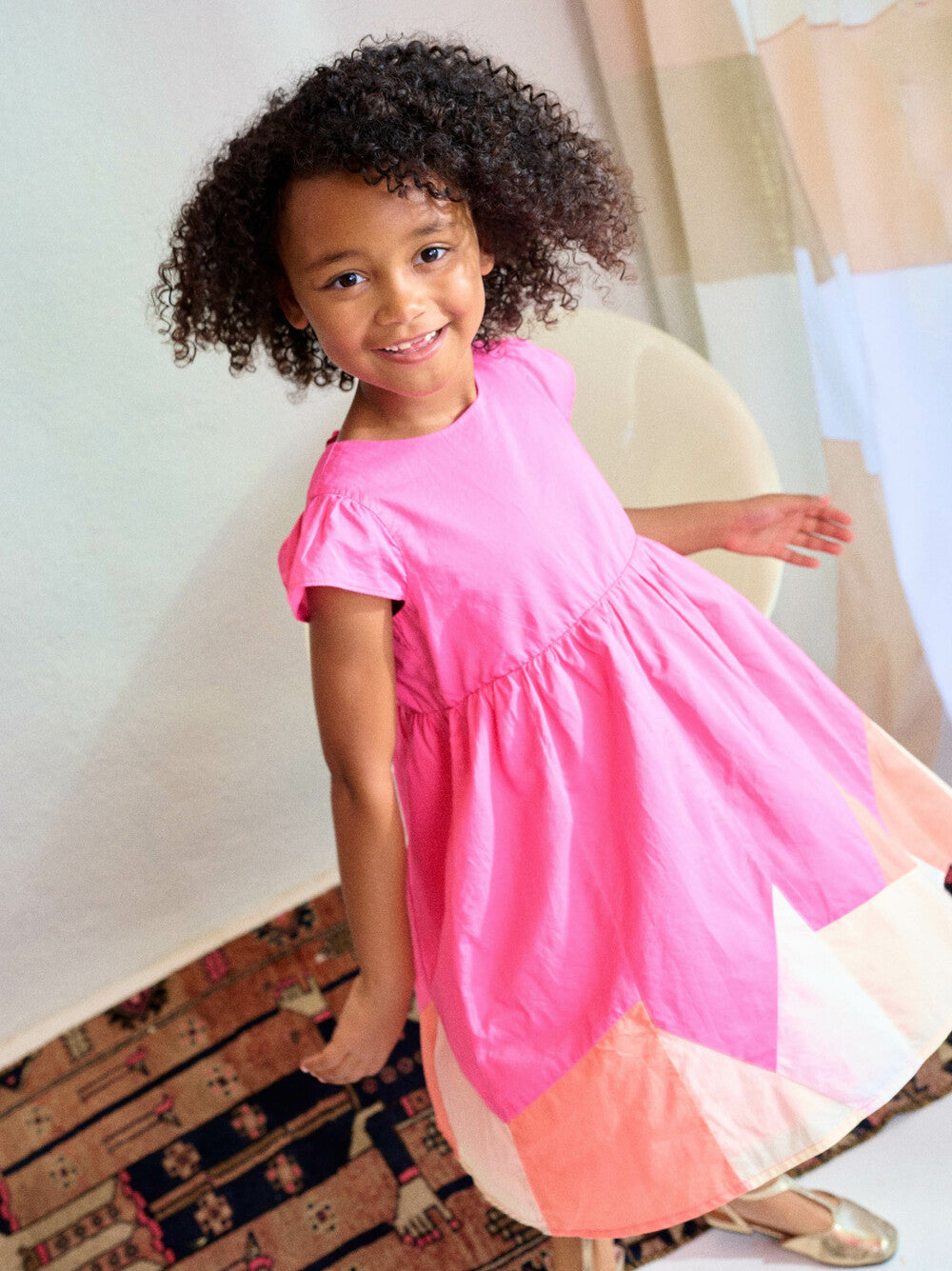 Astilbe Pink Cap Sleeve Jogakbo Dress