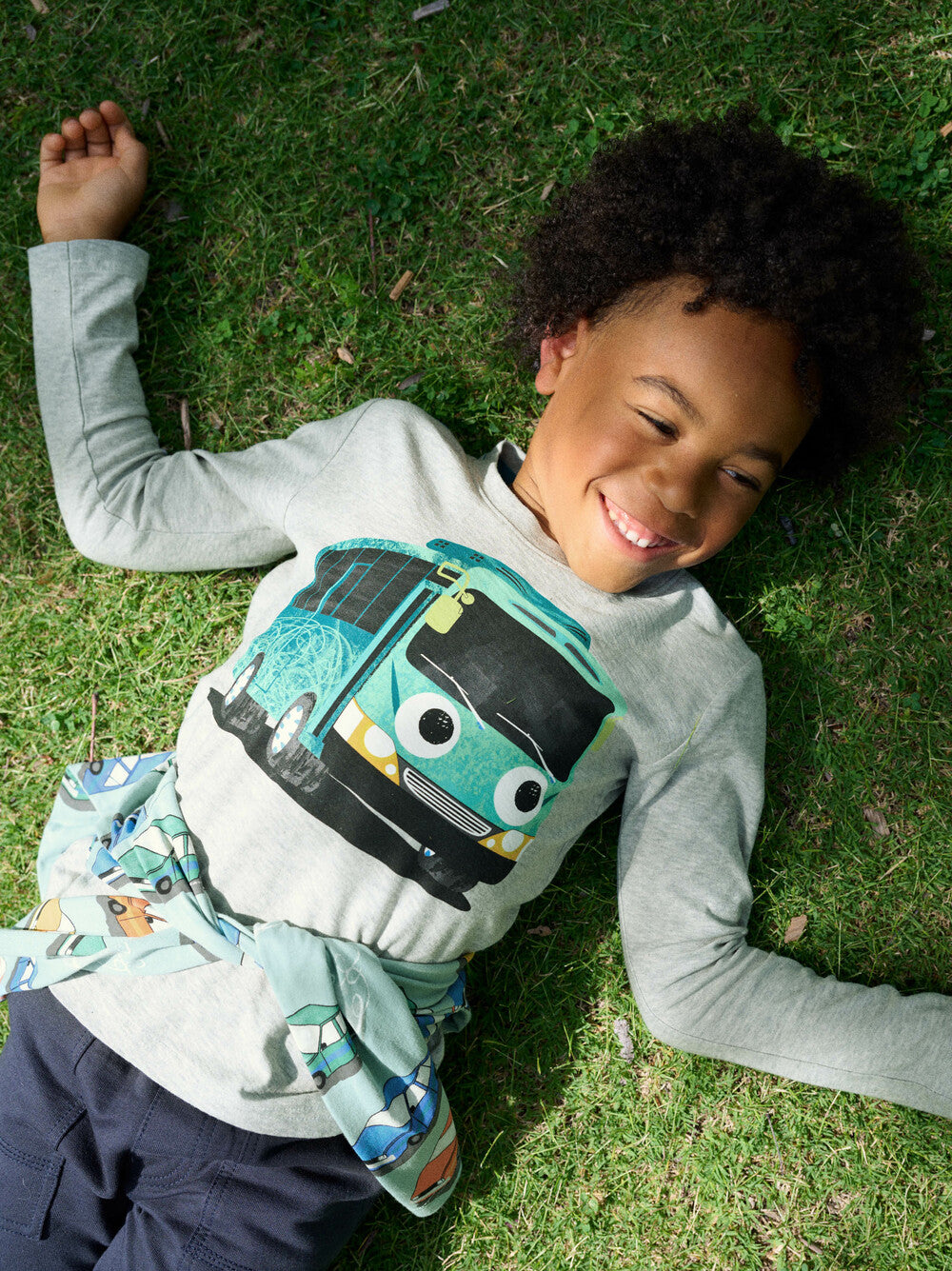 Heather Grey Korean Bus LS Graphic Tee