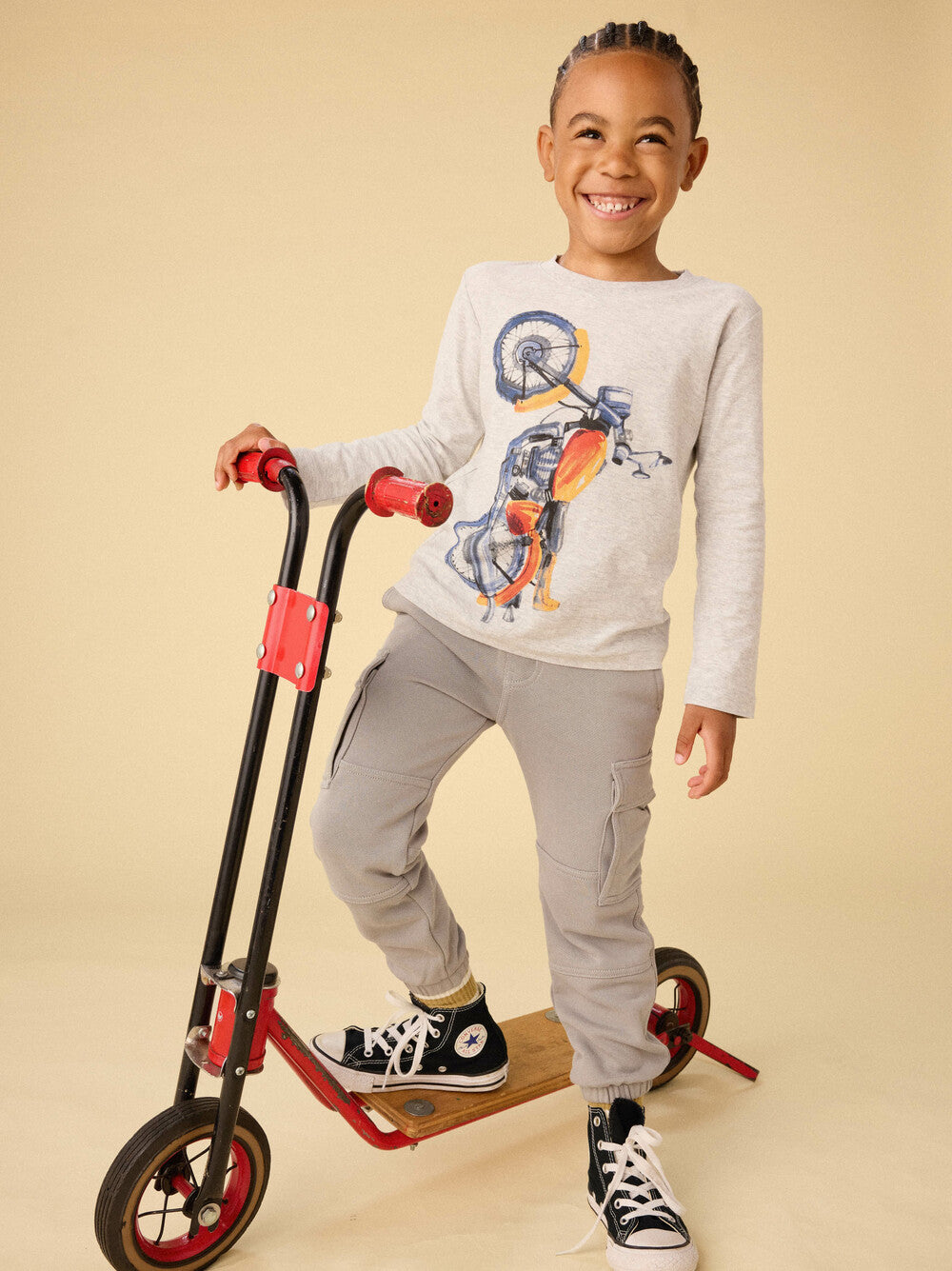 Light Grey Heather Motor Bike LS Tee