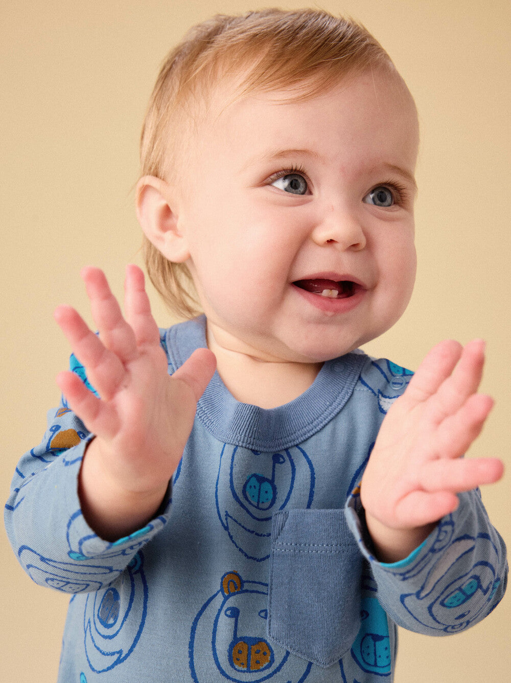 Blue Moon Bear LS Baby Romper