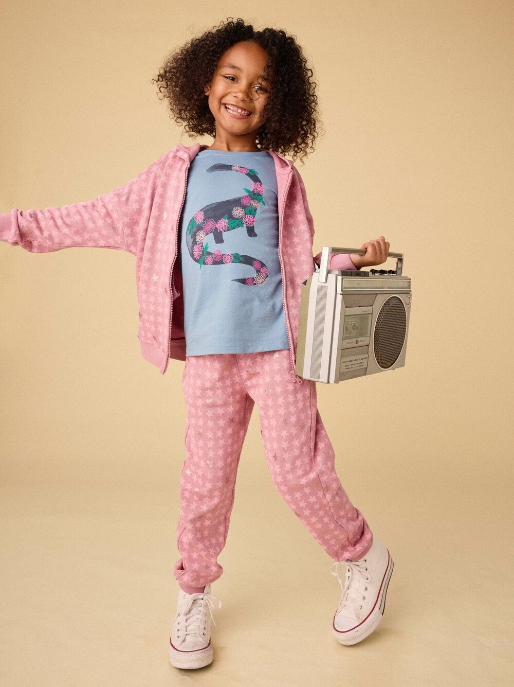 Blue Tide Dino Bouquet LS Graphic Tee