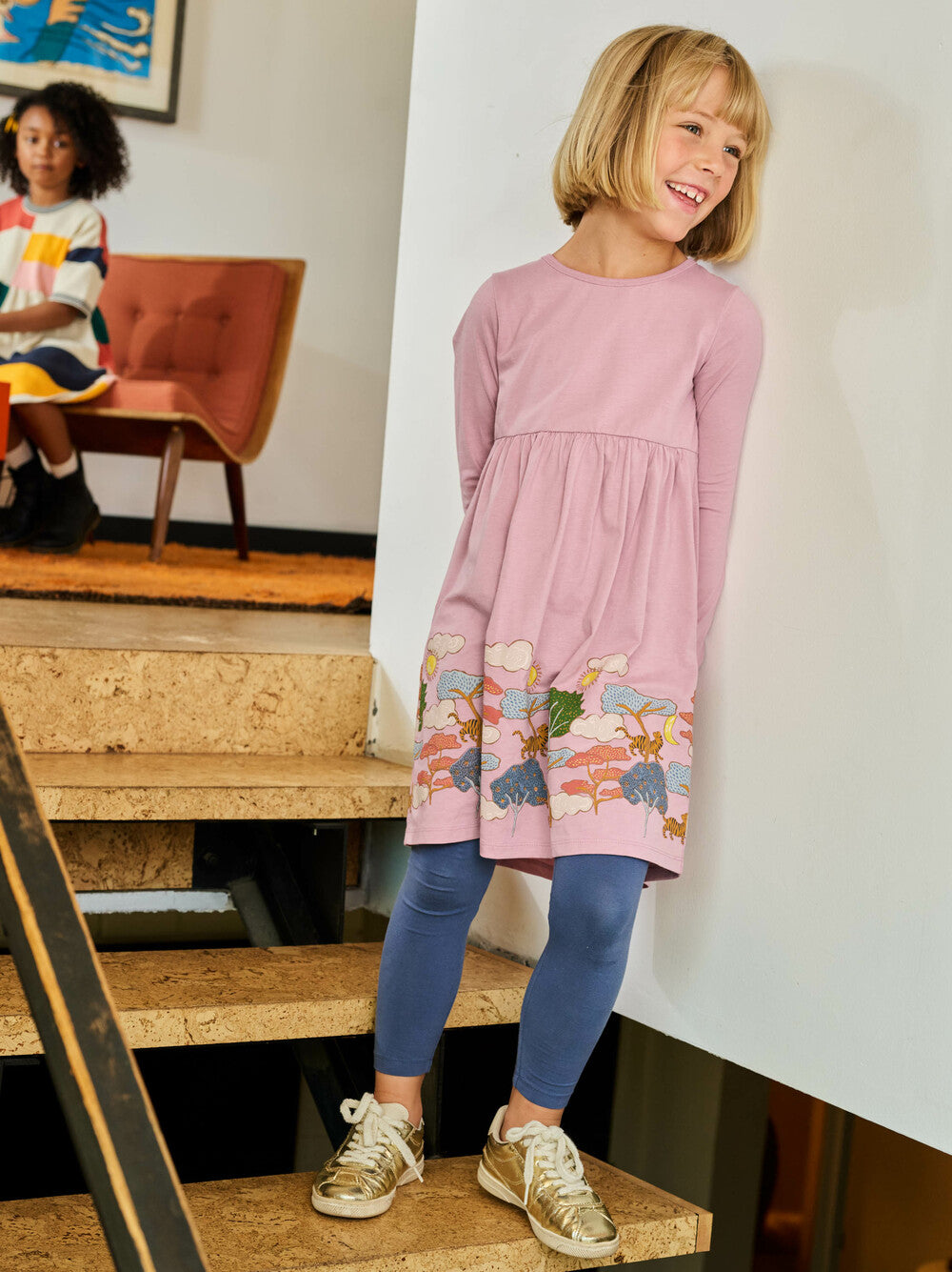 Pink Tiger Story Skirted Dress