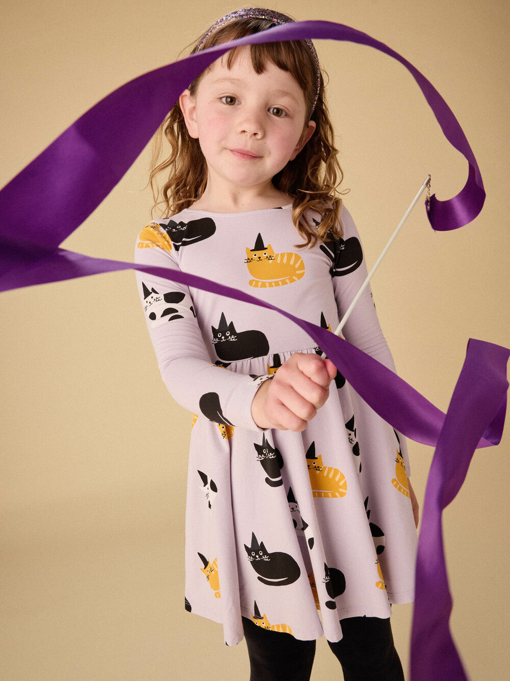 Pink Cats in Hats Printed Ballet Dress