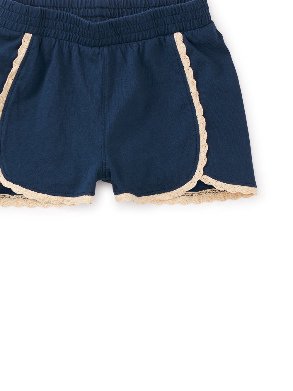 Navy Blue Crochet Trim Shorts