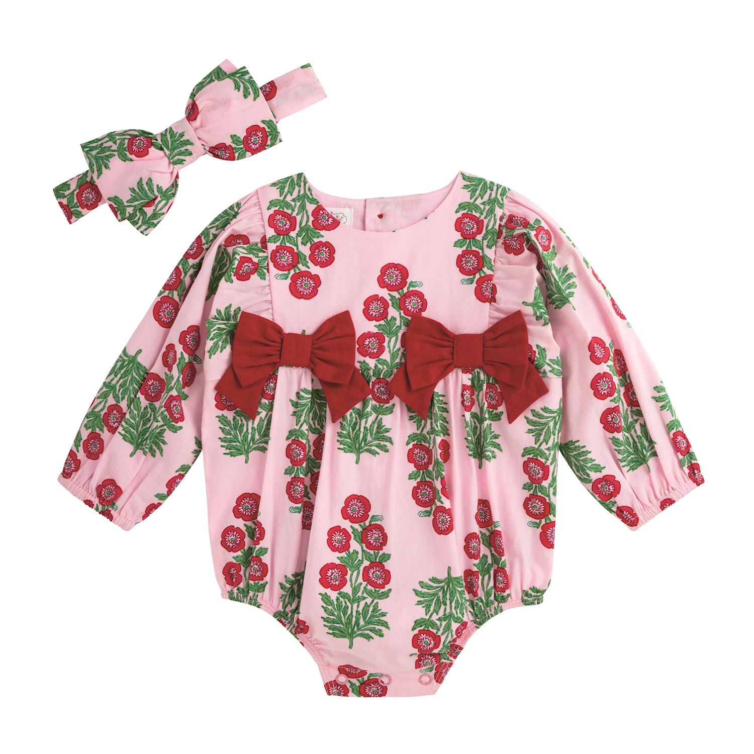 Christmas Block Print Bubble and Headband