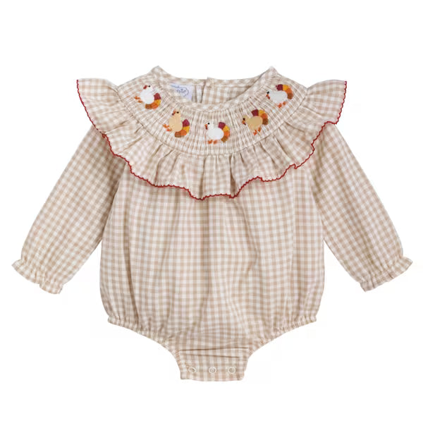 Smocked Gingham Turkey Bubble
