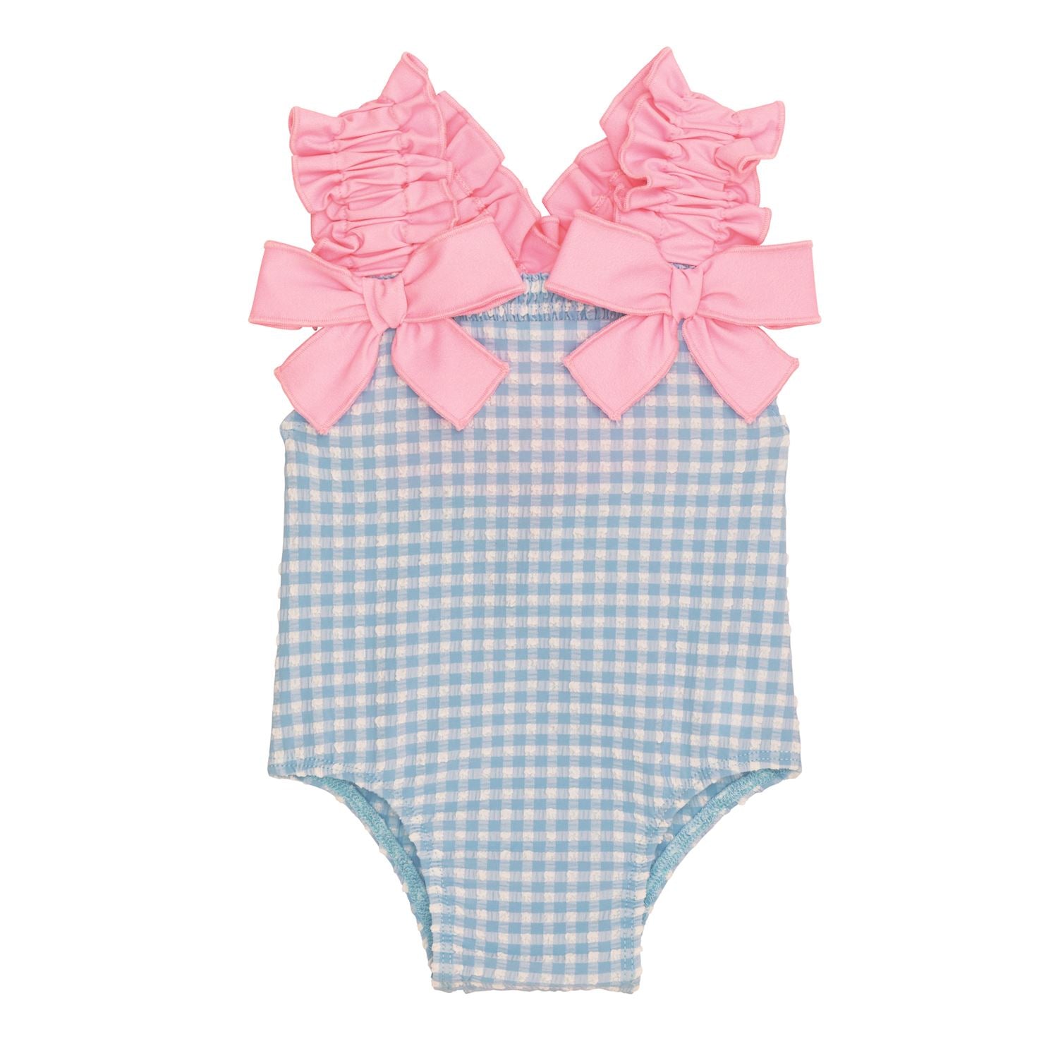 Blue Crinkle Check Swimsuit
