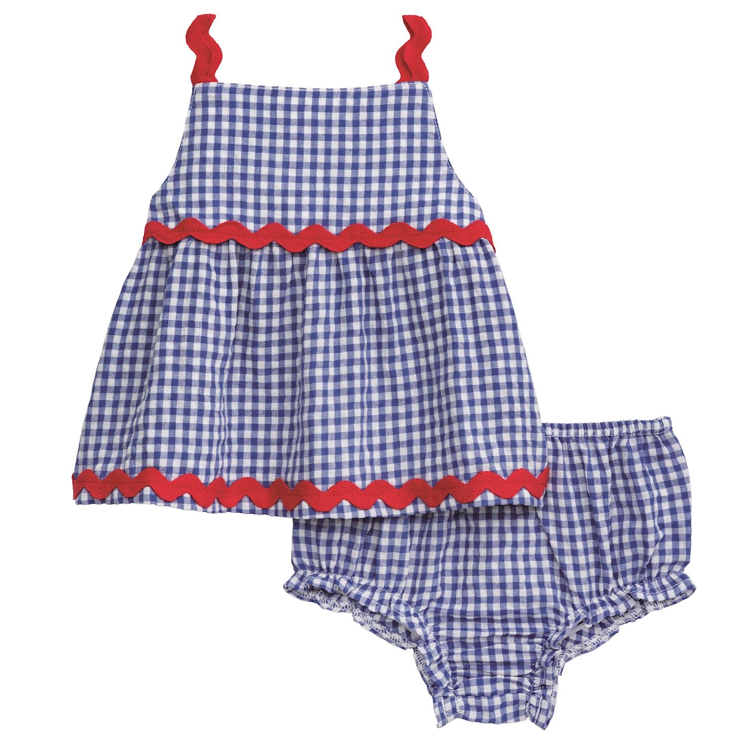 Gingham Ric Rac Pinafore Set
