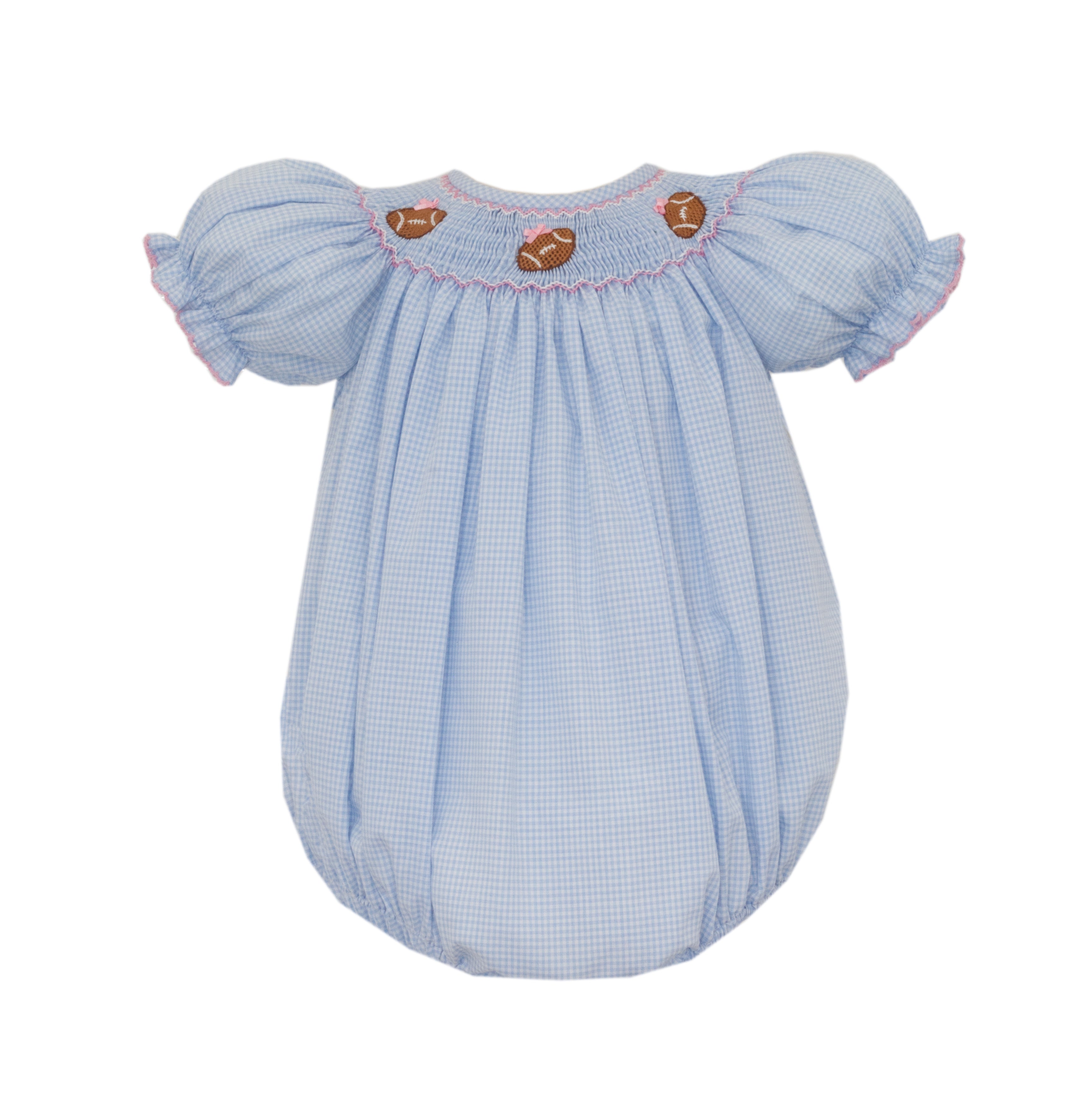 Lt Blue Gingham Football Bishop Bubble