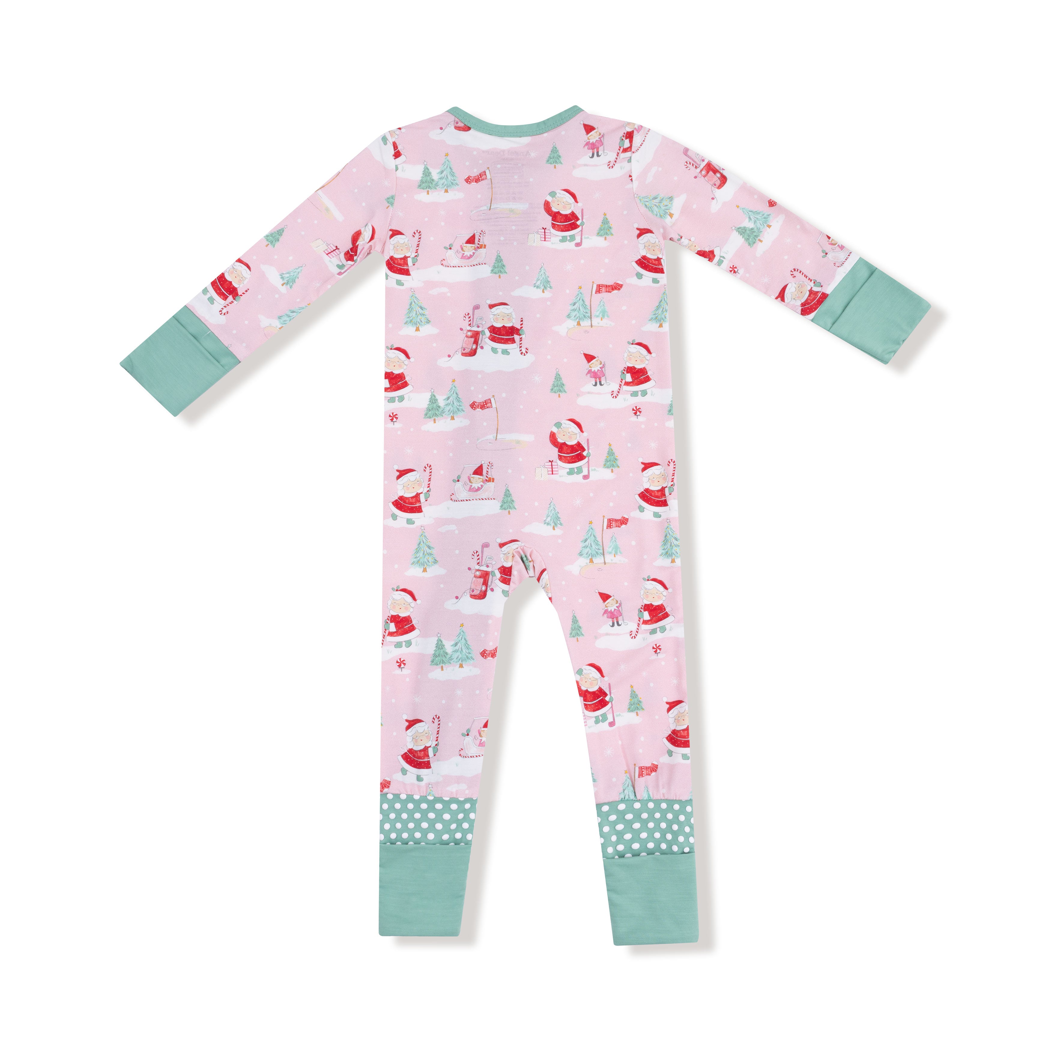 Pink Golfing Mrs Claus and Elves Zip Romper