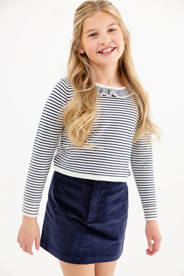 TBBC Reece Ruffle Sweater Nantucket Navy