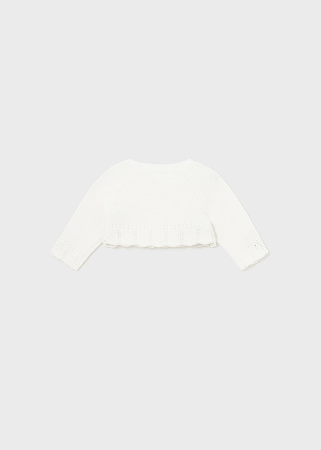 White Basic Short Cardigan Sweater