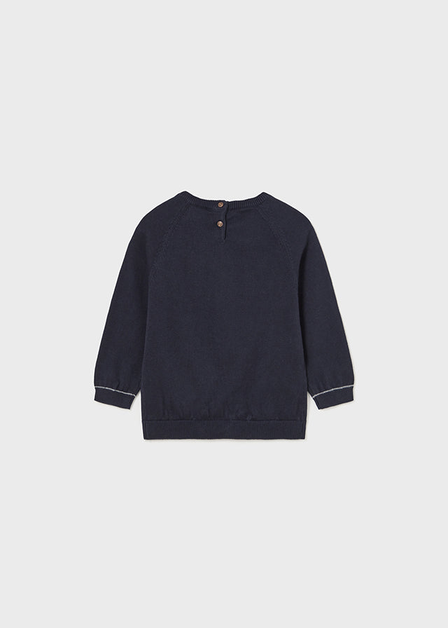 Navy Basic Cotton Raglan Sweater