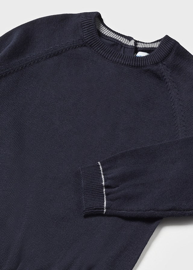 Navy Basic Cotton Raglan Sweater