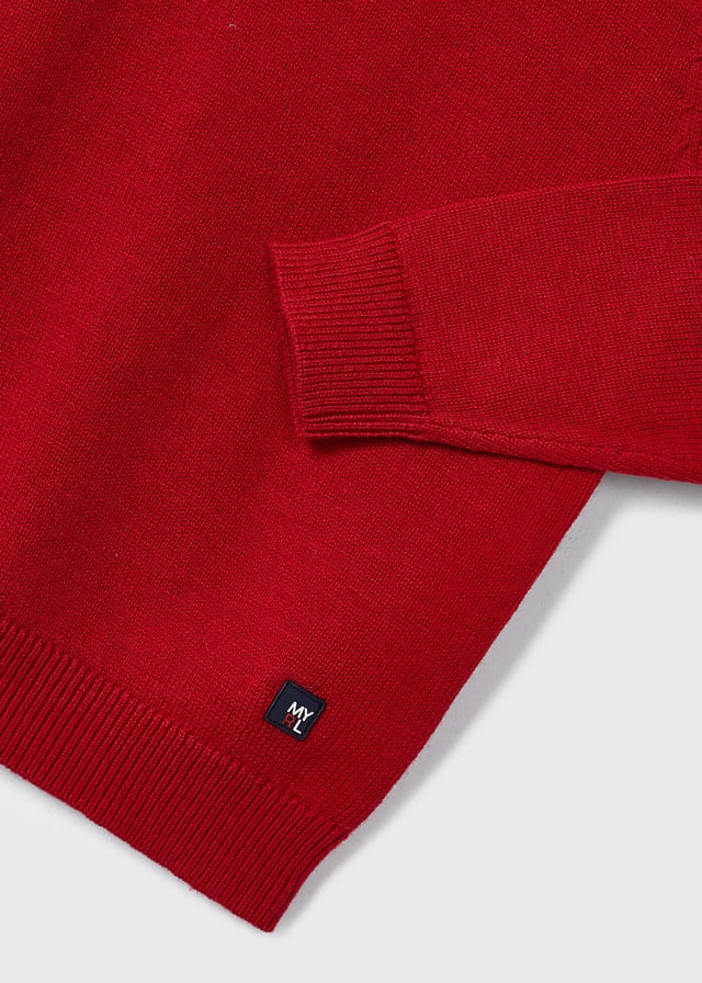 Red Raglan Basic Crewneck Sweater