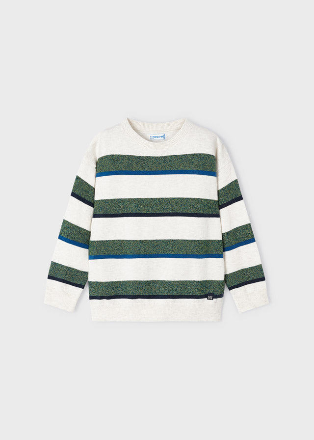 Ivory Green Big Stripe Sweater