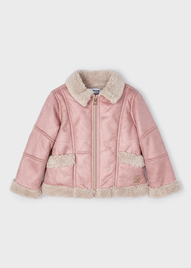 Pink Faux Shearling Zip Jacket