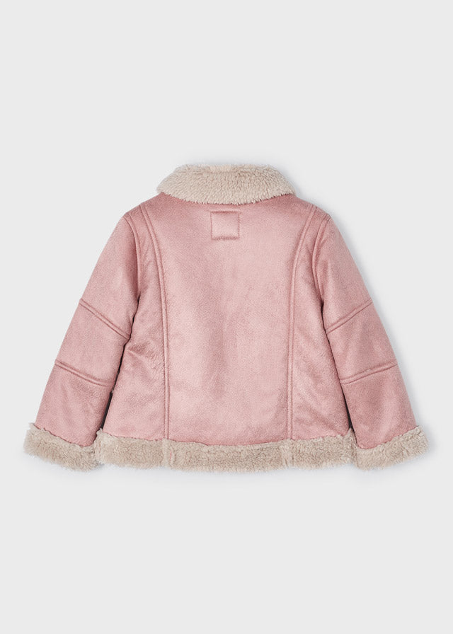 Pink Faux Shearling Zip Jacket