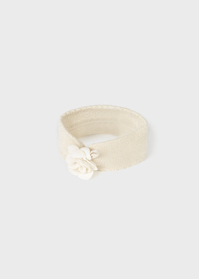 Champagne Knit Headband w Flower