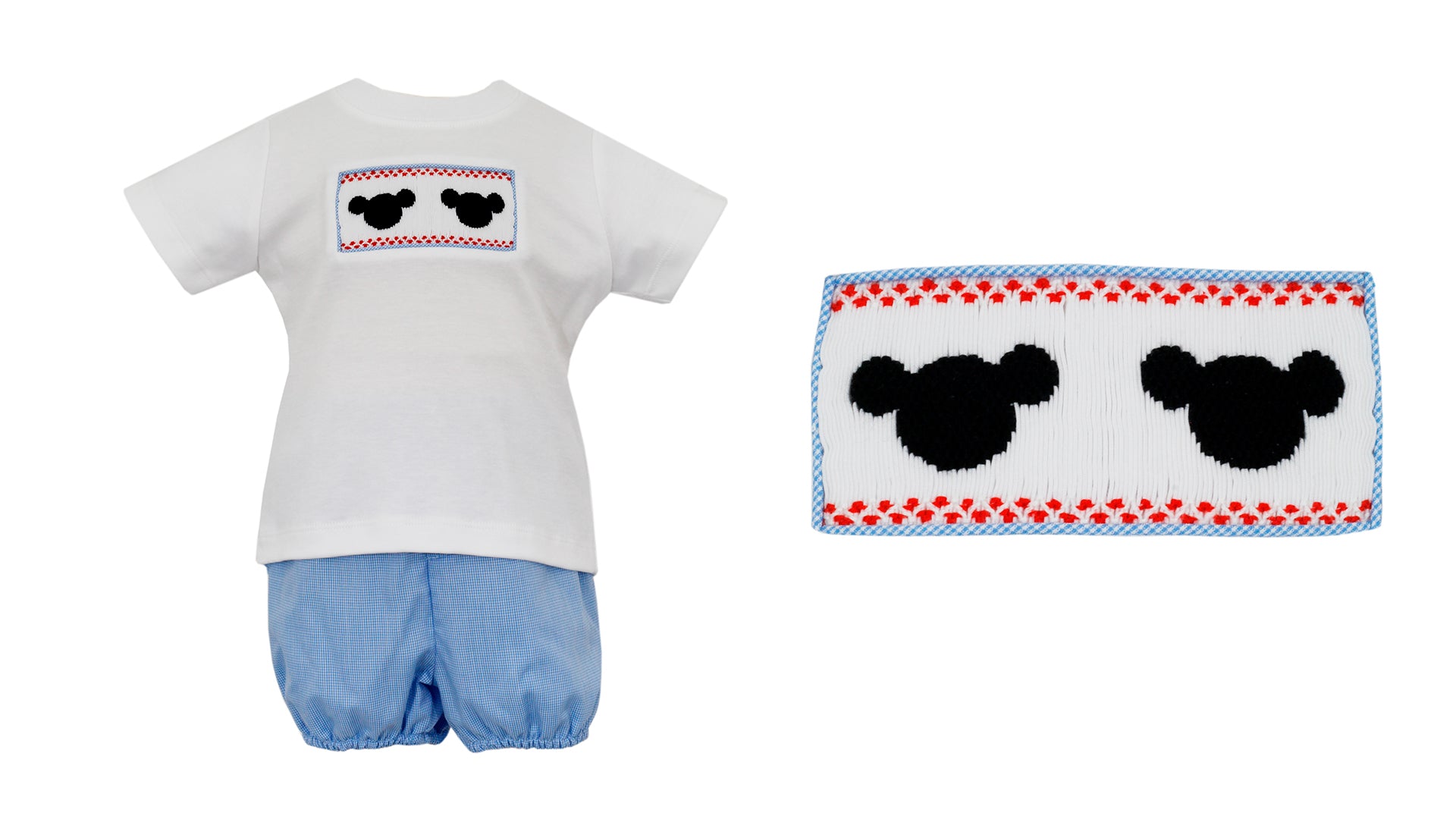 Blue Microcheck Mickey Mouse Tee Set