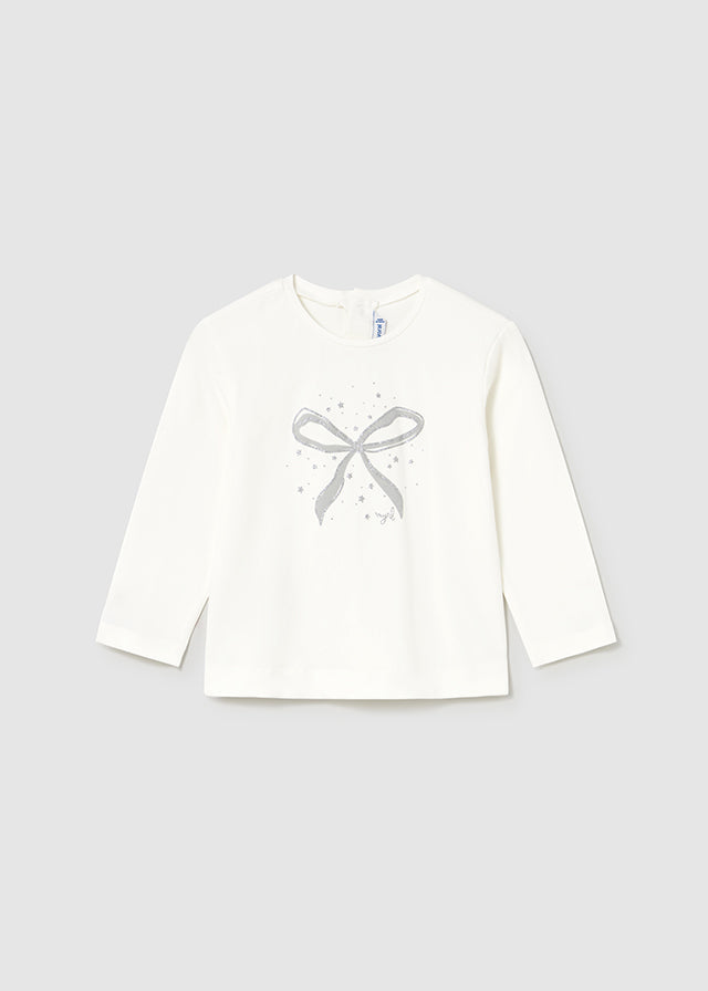 Silver Bow White LS Tee