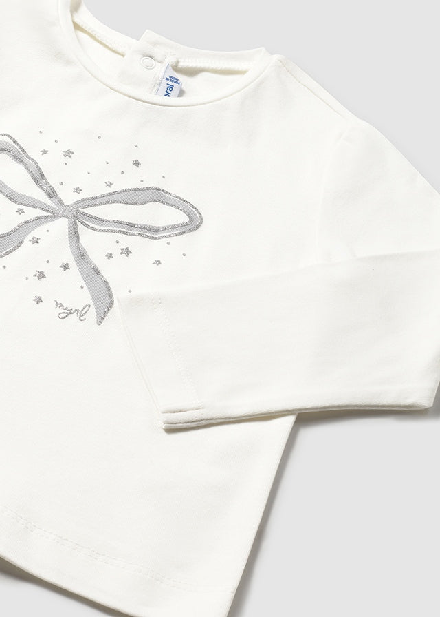 Silver Bow White LS Tee