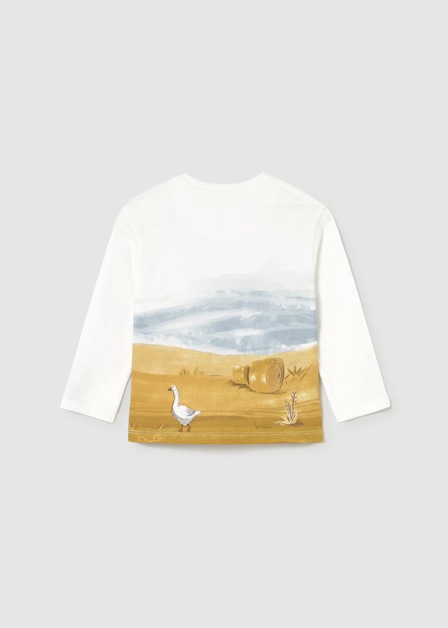 Country Wrap Scene LS White Tee
