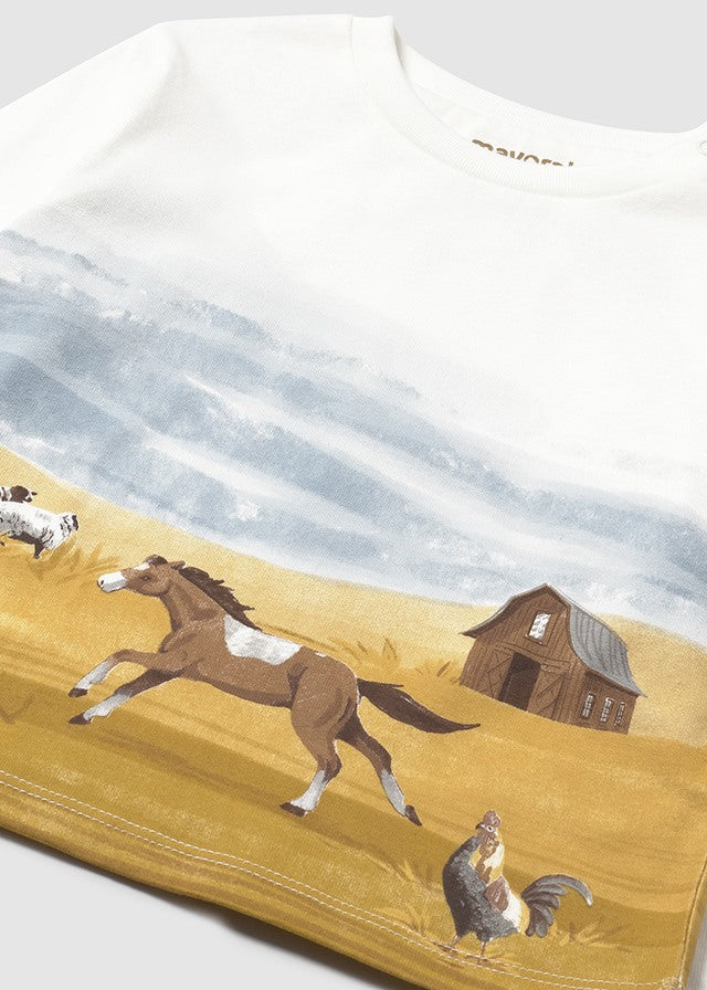 Country Wrap Scene LS White Tee