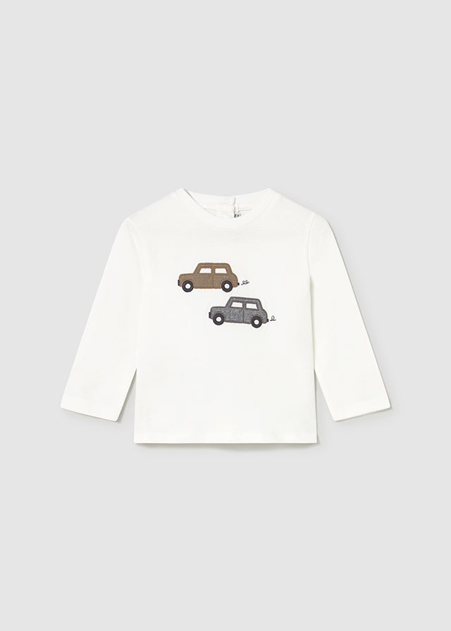 Cars Applique White LS Tee