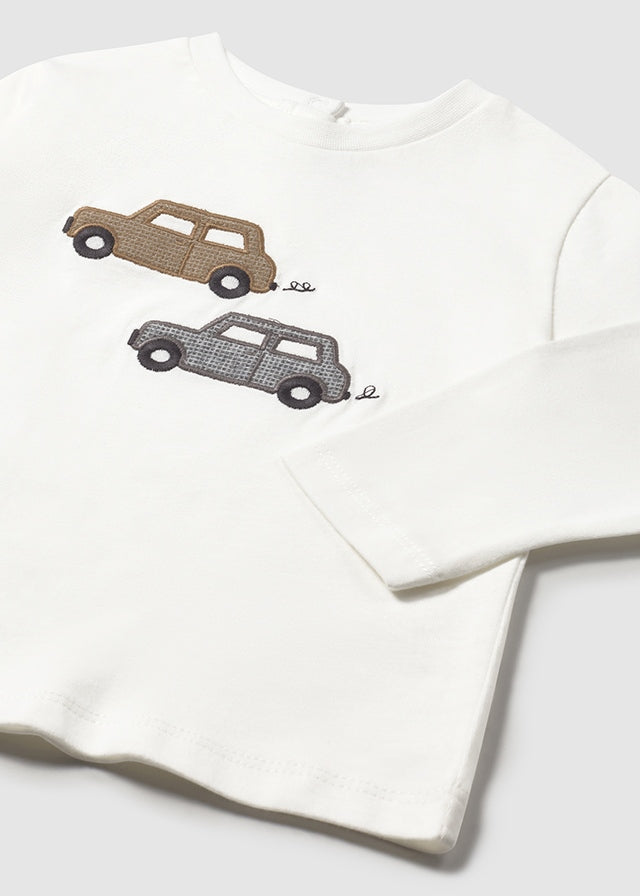 Cars Applique White LS Tee