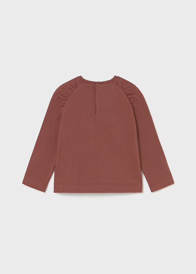 Maroon Gathered Raglan Graphic Home Tee