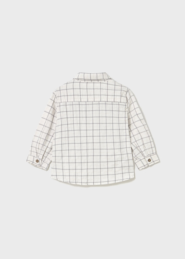 Gray White Check Half Button Down