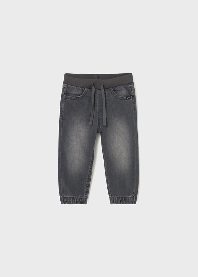 Dark Gray Drawstring Denim Pants