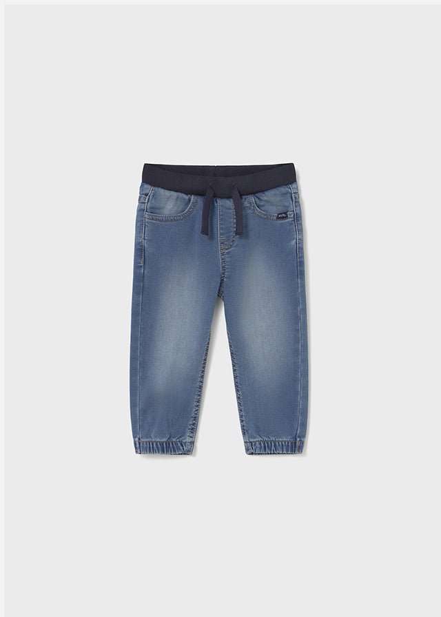 Blue Drawstring Denim Pants