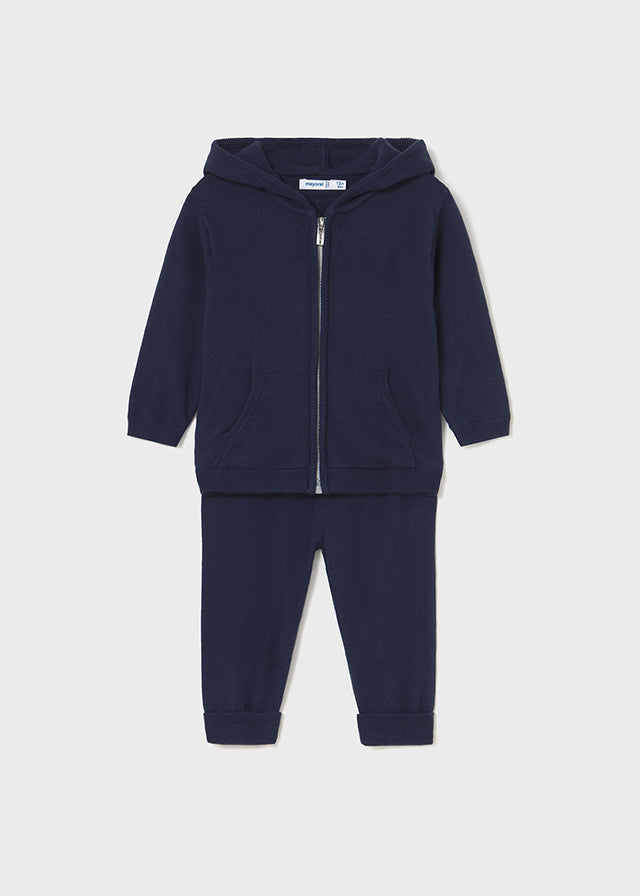 Navy Knit Sweater Hoodie & Pant Set