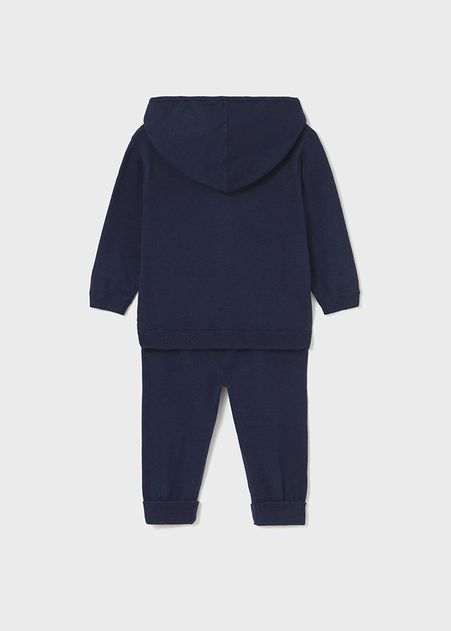 Navy Knit Sweater Hoodie & Pant Set