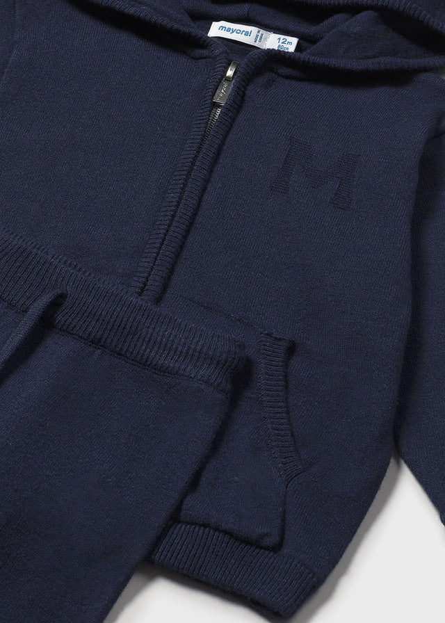Navy Knit Sweater Hoodie & Pant Set
