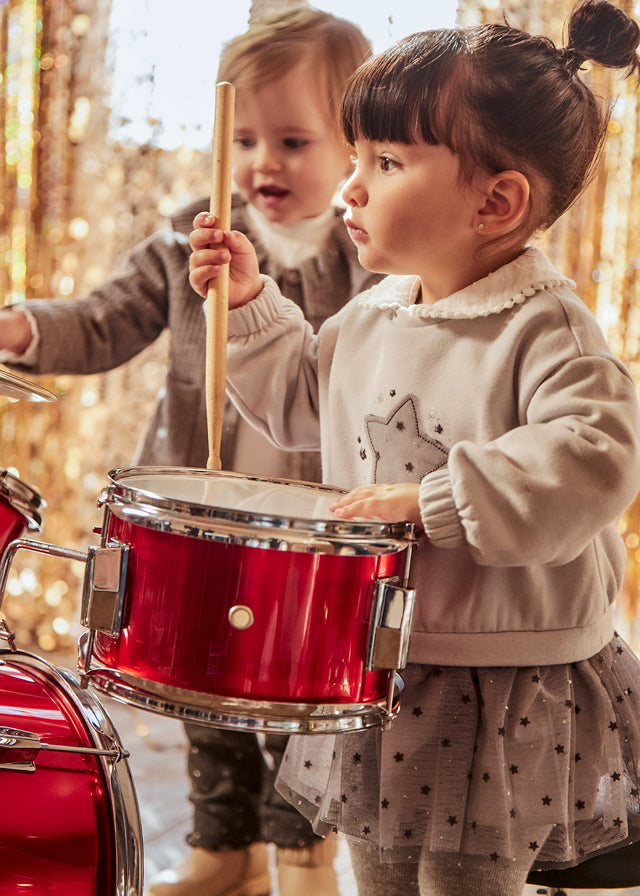 Silver Star Sweatshirt Tulle Print Dress