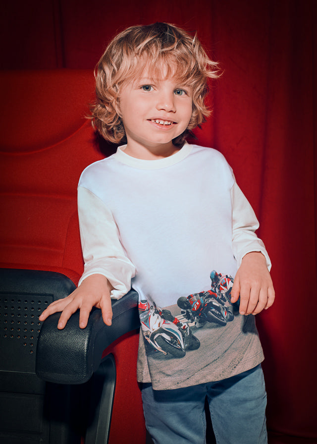 Motorbike Wrap Scene White LS Tee