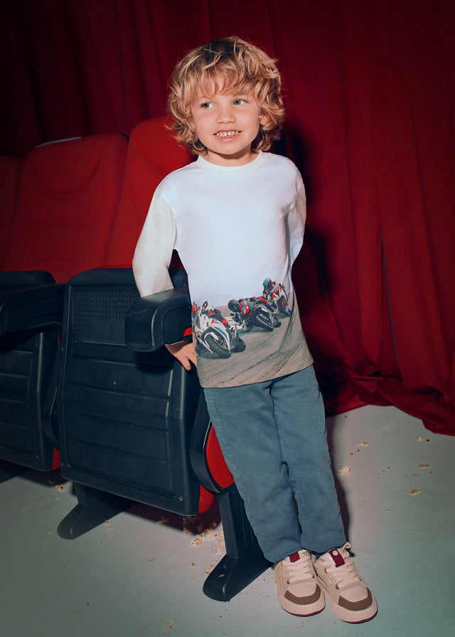 Motorbike Wrap Scene White LS Tee