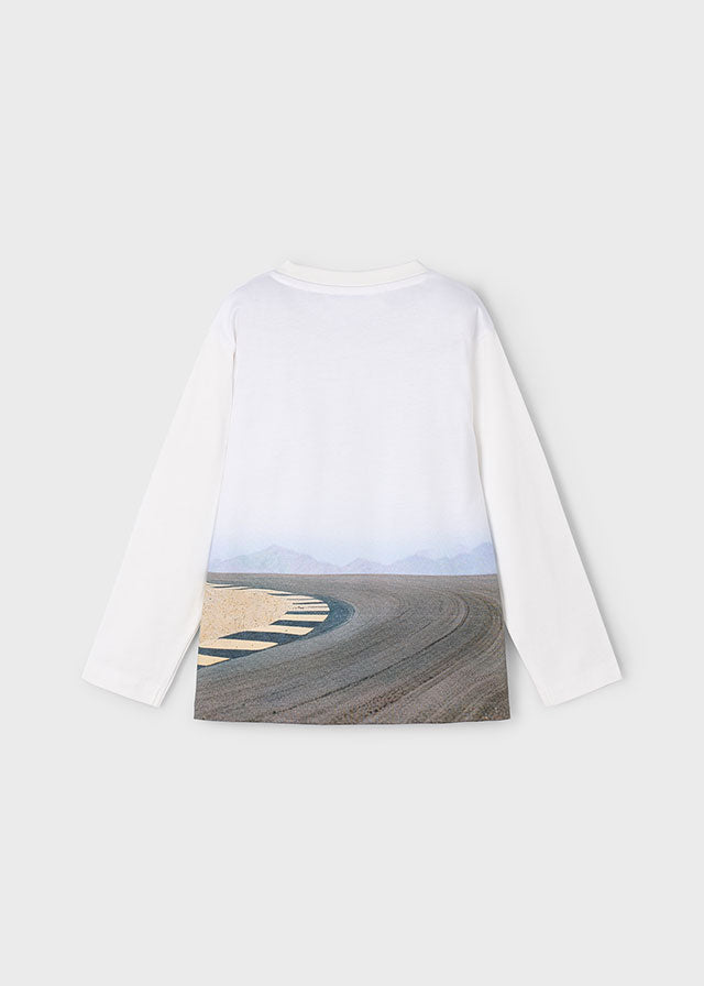 Motorbike Wrap Scene White LS Tee