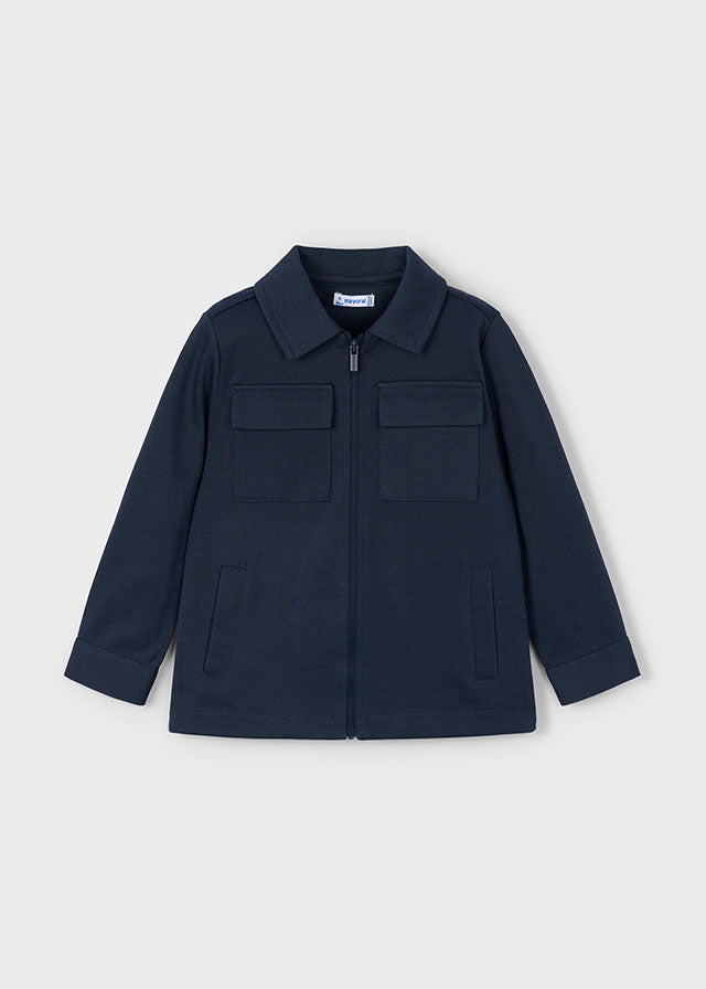 Navy Zip Collared Pocket Jacket